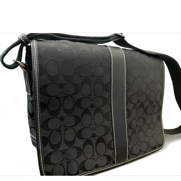 Coach signature black messenger bag. Fits laptop and notebook. Multiple pockets - Picture 1 of 6